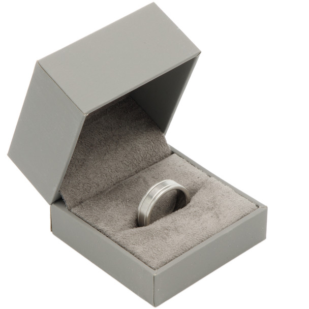 Ring Box Features a Gray Suede Interior with Matching Gray Matte Exterior - 12pcs per pack