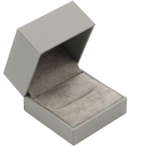 Ring Box Features a Gray Suede Interior with Matching Gray Matte Exterior - 12pcs per pack