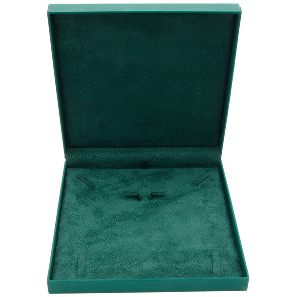 Large Necklace Earring Bracelet Combo Box Features an Emerald Green Suede Interior with Matching Green Matte Exterior - 12pcs per pack