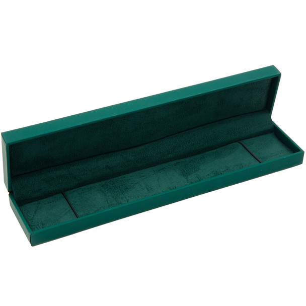 Tennis Bracelet Box Features an Emerald Green Suede Interior with Matching Green Matte Exterior - 12pcs per pack