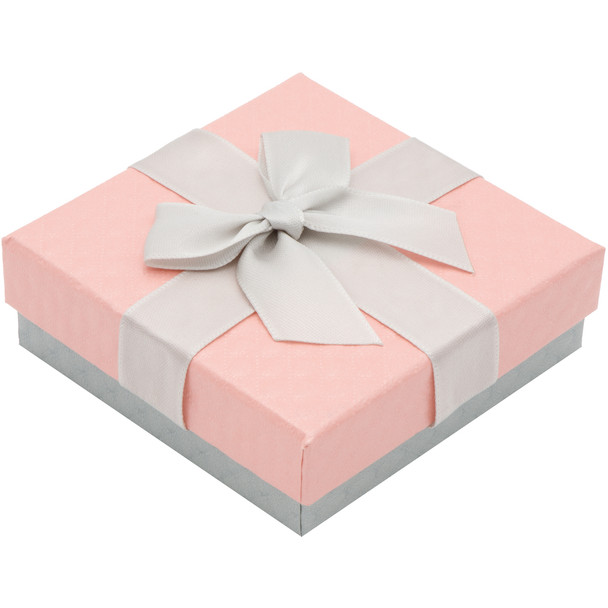 Universal Bow Tie Gift Box Features a Pink Pattered Finish and Can a Hold Pair of Earrings, Necklace, Ring, Bangle - Sold in Packs of 24 pcs