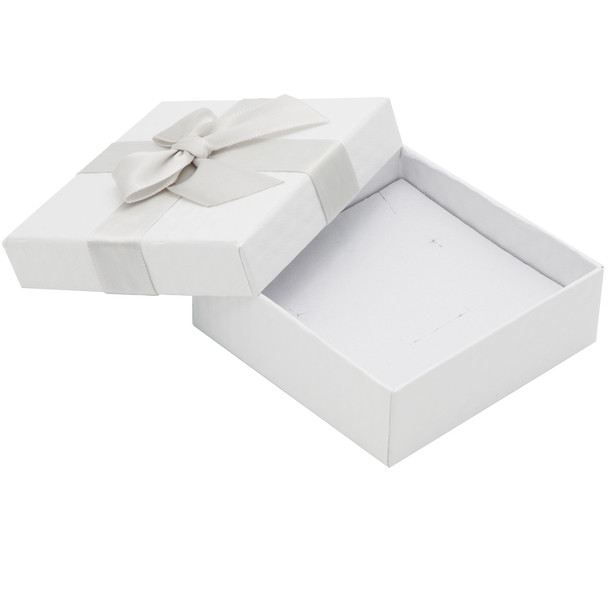 Universal Bow Tie Gift Box Features a White Patterned Finish Can a Hold Pair of Earrings, Necklace, Ring, and a Bangle - Sold in Packs of 24 pcs