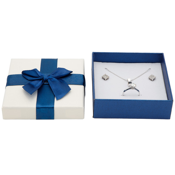 Universal Bow Tie Gift Box Features a Blue Bow Tie and Can a Hold Pair of Earrings, Necklace, Ring, and a Bangle - Sold in Packs of 24 pcs