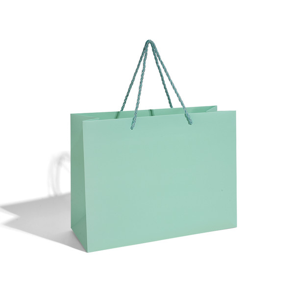 Large Vogue Size Paper Tote Gift Bag with Matching Rope Handle in Tiffany Style Blue - 13"x 10"- 20 Pieces Per Pack