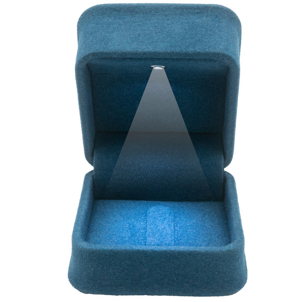 LED Lighted Ring Box with clip features a Plush Leatherette Exterior