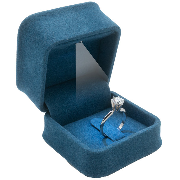 LED Lighted Ring Box with clip features a Plush Leatherette Exterior