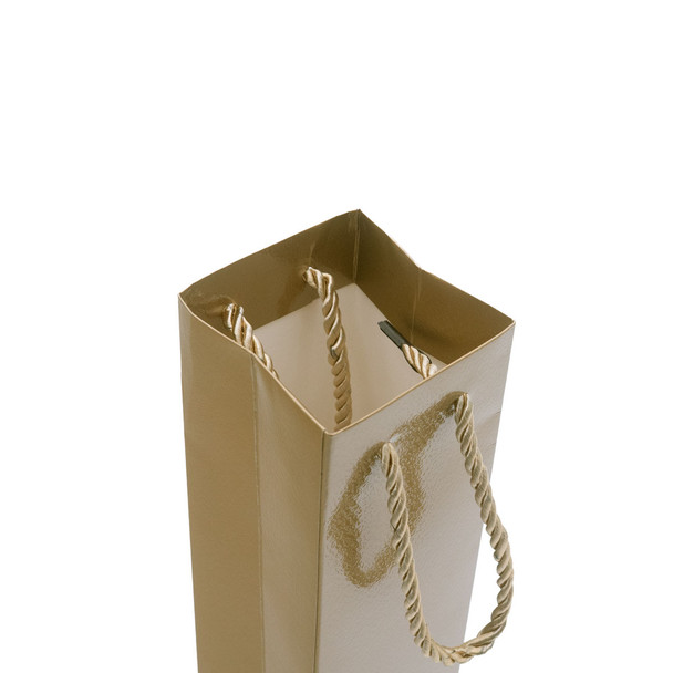 Paper Tote Gift Bag with Gold Glossy Finish and Satin Rope Handles - 20 Pieces per Pack - Choose a Size