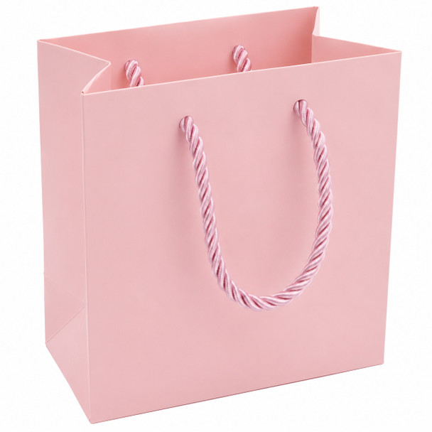 Paper Tote Gift Bag Pink with Satin Rope Handles - 20 Pieces per Pack - Choose a Size