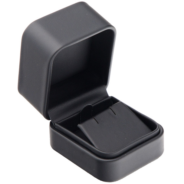 Black Luxury Leatherette Earring, Pendant, Small Necklace Box with Rounded Corners – (RCE3-BK)