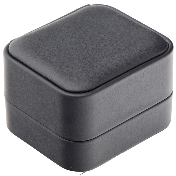 Black Luxury Leatherette Ring Box – Elegant Jewelry Gift Case for Engagement or Wedding Rings (RCR5-BK)