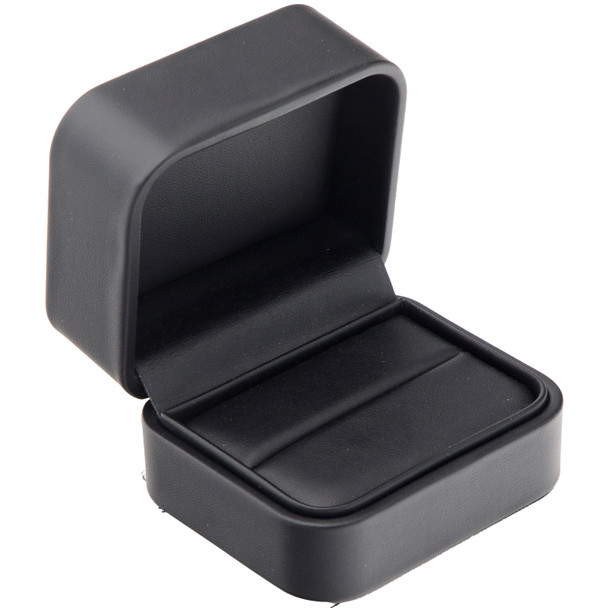 Black Luxury Leatherette Ring Box – Elegant Jewelry Gift Case for Engagement or Wedding Rings (RCR5-BK)