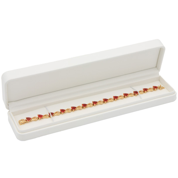 White Luxury Bracelet and Watch Box – Soft Touch Leatherette Jewelry Gift Box for Bracelets and Watches - (RCB5-WH)