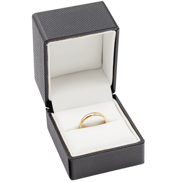 Black Textured Ring Box with Bow and White Leatherette Interior – Luxury Gift Packaging for Rings - (JFR3-Color)