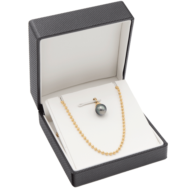 Black Combination Necklace and Earring Jewelry Box with Ribbon Packer (JFC6-Color)