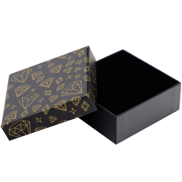 All-In-One Jewelry Gift Box for Necklace, Pendant, Earrings and Ring - Black Paper Box with Velvet Interior - 12 Pieces Per Pack