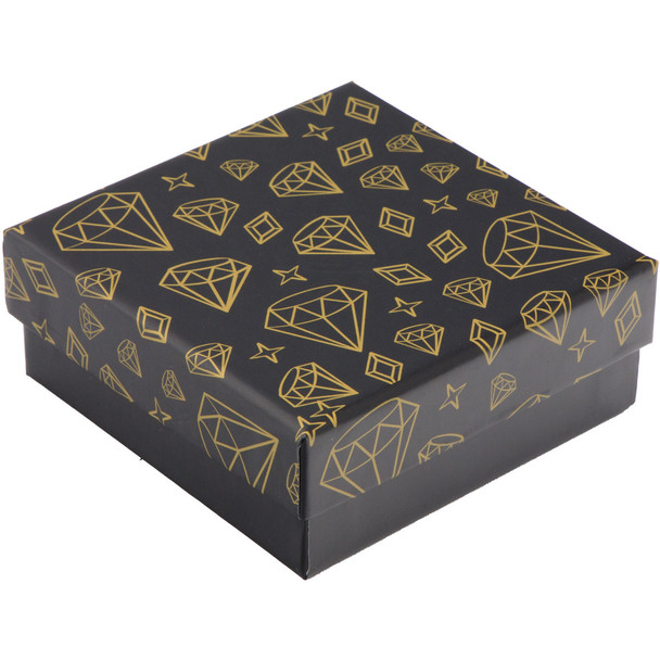 All-In-One Jewelry Gift Box for Necklace, Pendant, Earrings and Ring - Black Paper Box with Velvet Interior - 12 Pieces Per Pack