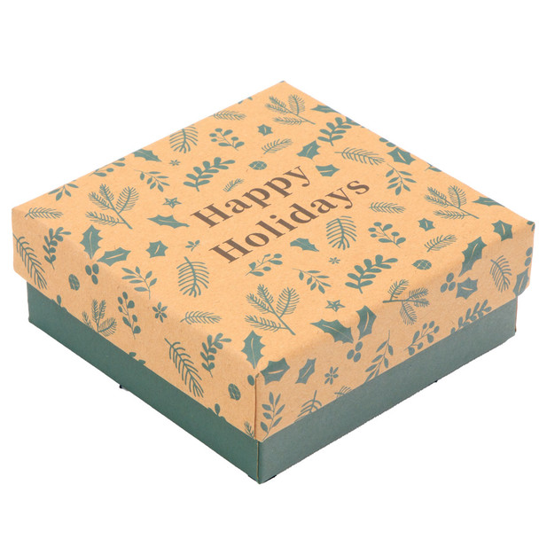 All-In-One Jewelry Gift Box for Necklace, Pendant, Earrings and Ring - Christmas Holiday Exterior with Velvet Interior - 12 Pieces Per Pack