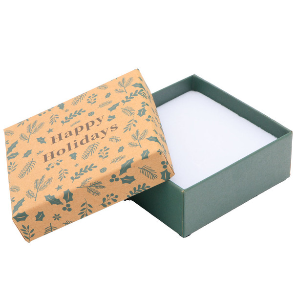 All-In-One Jewelry Gift Box for Necklace, Pendant, Earrings and Ring - Christmas Holiday Exterior with Velvet Interior - 12 Pieces Per Pack