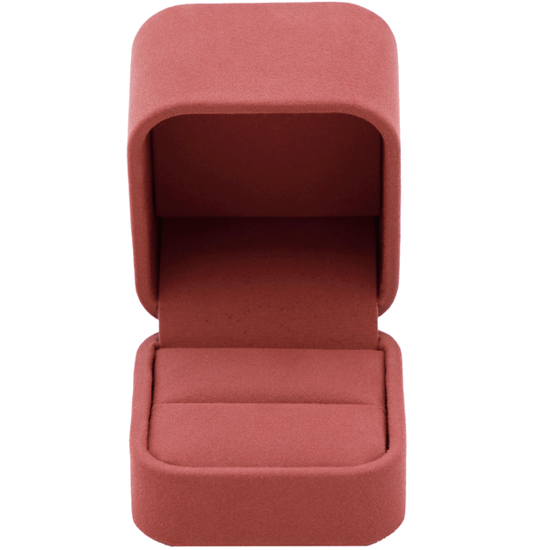 Dusty Red Rose Luxury Ring Box – Soft Touch Microfiber Jewelry Box for Engagement and Wedding Rings - (RCR3-RD)