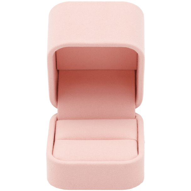 Blush Pink Luxury Ring Box – Soft Touch Microfiber Jewelry Box for Engagement and Wedding Rings - (RCR3-PK)