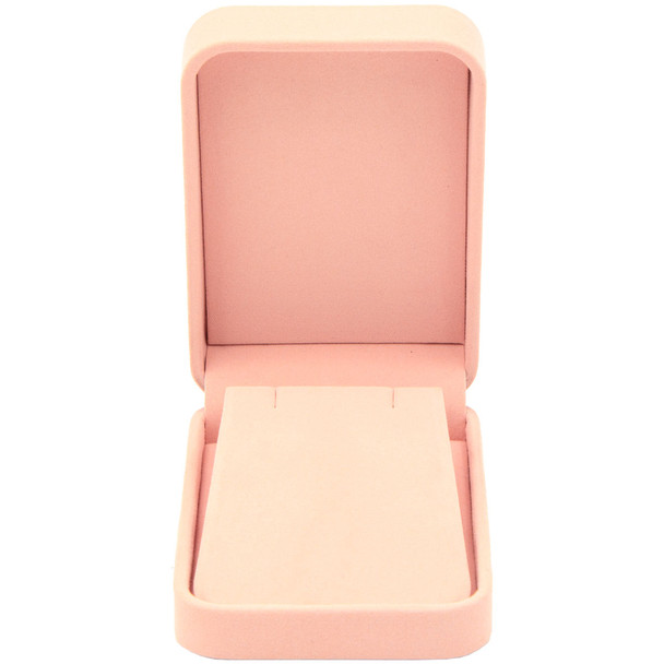 Blush Pink Luxury Necklace and Pendant Box – Soft Touch Jewelry Box with Reversible Insert and Pendant Hook - (RCE9-PK)