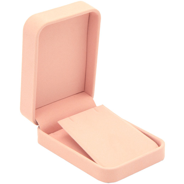 Blush Pink Luxury Necklace and Pendant Box – Soft Touch Jewelry Box with Reversible Insert and Pendant Hook - (RCE9-PK)