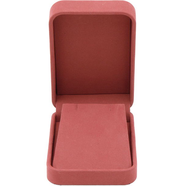 Dusty Red Rose Luxury Necklace and Pendant Box – Soft Touch Jewelry Box with Reversible Insert and Pendant Hook - (RCE9-RD)