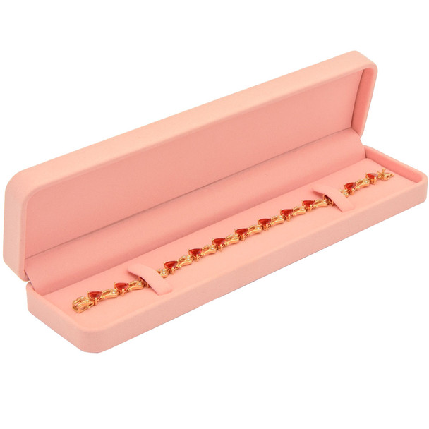 Blush Pink Luxury Necklace Box – Premium Microfiber Jewelry Box for Bracelets and Watches - (RCB5-PK)