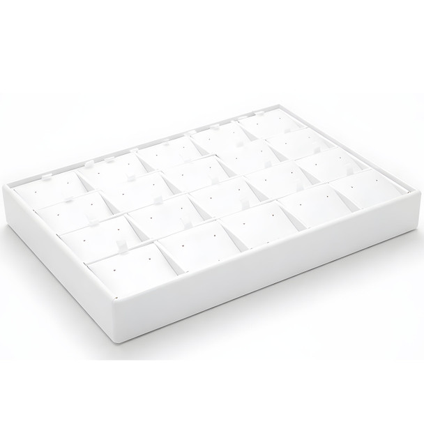 White Faux Leather Earring Display Tray – Holds 25 Pairs | Stackable Jewelry Showcase Tray