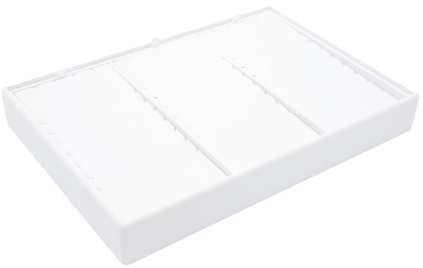 White Faux Leather Small Chain Display Tray – 3 Section Stackable Jewelry Showcase Tray
