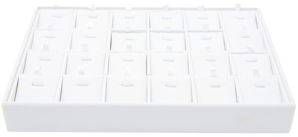 White Faux Leather Pendant & Charm Display Tray – Holds 24 | Stackable Jewelry Showcase Tray