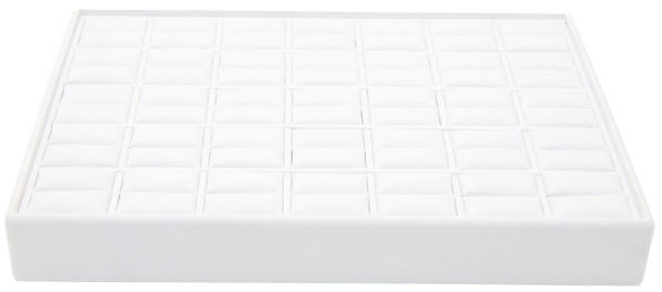 White Faux Leather Ring Display Tray – Holds 35 Rings | Stackable Jewelry Showcase Tray