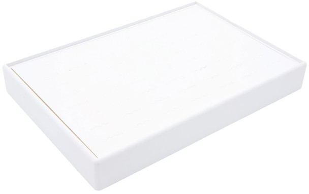 White Faux Leather Ring Display Tray – Holds 56 Rings | Ideal for Wide Men’s Rings | Stackable Jewelry Tray