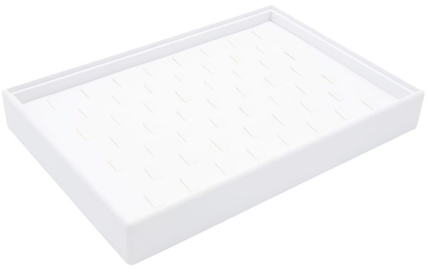 White Faux Leather Ring Display Tray – Holds 53 Rings | Stackable Jewelry Showcase Tray