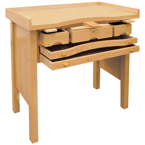 Professional Jewelers Workbench with Bench Pin, Pull-Out Armrests & Catch Trays – 35 1/4" x 21 1/4" x 36 1/8"