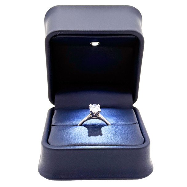 LED Lighted Blue Faux Leather Ring Box with Cushion Slot & White Outer Packer – Wholesale Jewelry Packaging