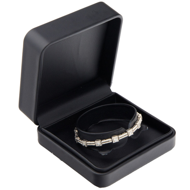 Black Luxury Bracelet and Watch Box – Premium Leatherette Jewelry Gift Box for Bracelets and Watches - (RCB5-WH)