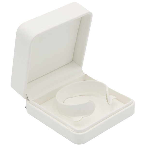 White Luxury Bracelet and Watch Box – Premium Leatherette Jewelry Gift Box for Bracelets and Watches - (RCB5-BK)