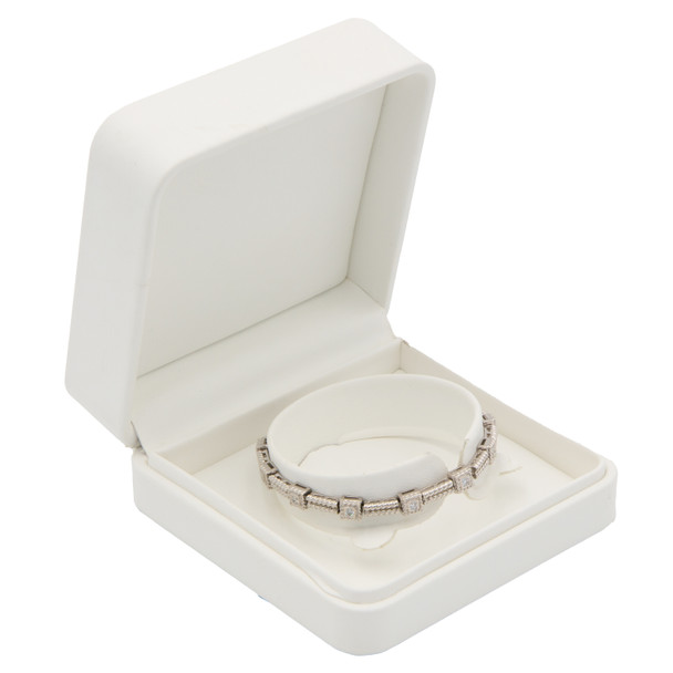 White Luxury Bracelet and Watch Box – Premium Leatherette Jewelry Gift Box for Bracelets and Watches - (RCB5-BK)