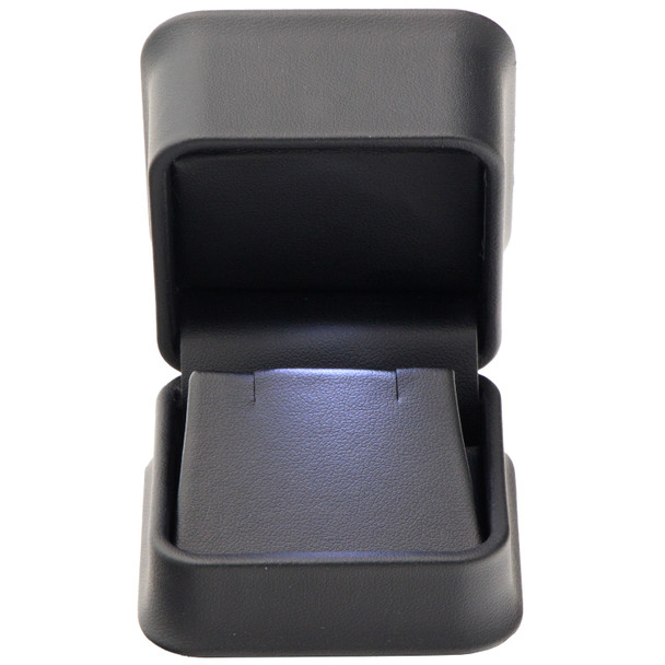 LED Lighted Black Faux Leather Earring Jewelry Box – Illuminated Stud Earring Presentation Box with Black Outer Packer