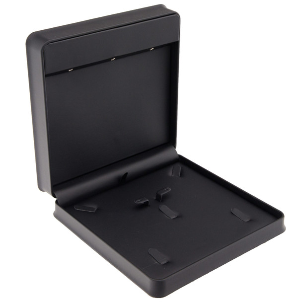 LED Lighted Black Faux Leather Necklace Combination Jewelry Box – Illuminated Jewelry Set Presentation Box with Black Outer Packer