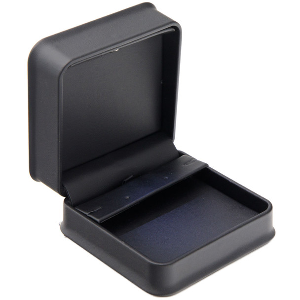 LED Lighted Black Faux Leather Pendant & Earring Jewelry Box – Illuminated Necklace and Earring Set Presentation Box with Black Outer Packer