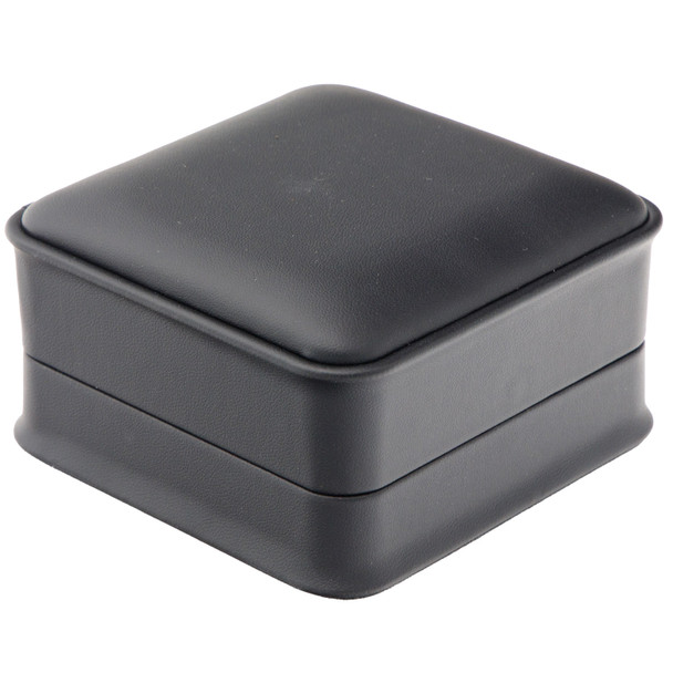 LED Lighted Black Faux Leather Pendant Jewelry Box – Illuminated Small Necklace & Charm Presentation Box with Black Outer Packer