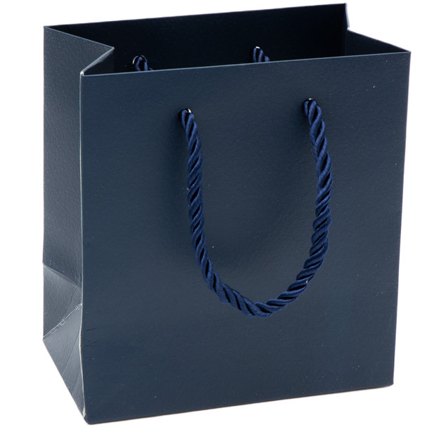 6 1/4"x 7 3/4" Paper Tote Gift Bag Navy Blue Color with Rope Handles - BUY 100pcs and SAVE! - Price for 100pcs
