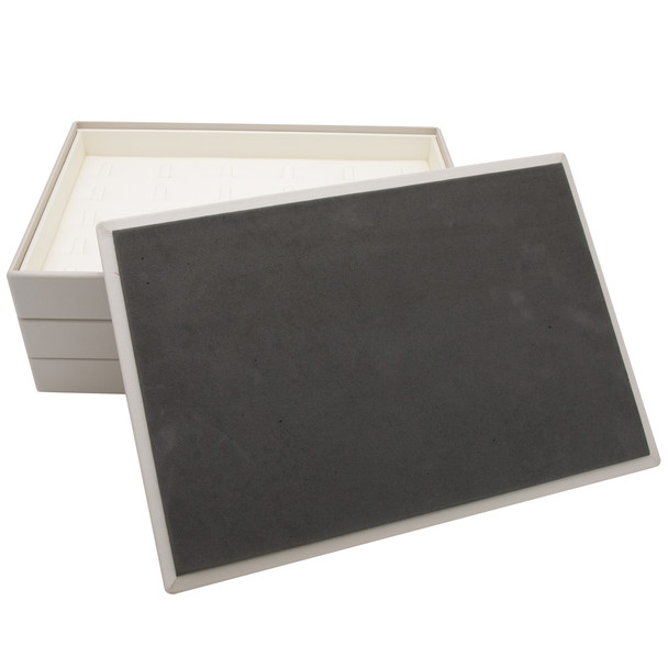 Luna Paradiso Faux Leather Earring Display Tray – Holds 15 Pairs T-Bar Style Stackable Jewelry Showcase for Hoops & Dangle Earrings