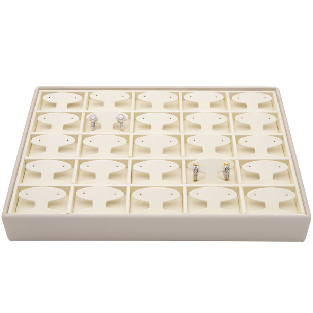 Luna Paradiso Faux Leather Earring Display Tray – Holds 25 Pairs for Studs, Huggies & Small Hoops Stackable Jewelry Showcase