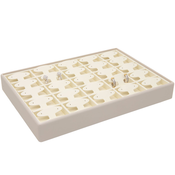 Luna Paradiso Faux Leather Earring Display Tray – Holds 25 Pairs for Studs, Huggies & Small Hoops Stackable Jewelry Showcase