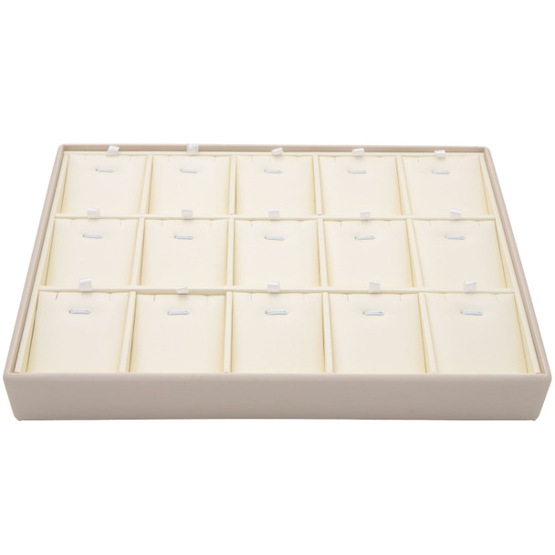 Luna Paradiso Faux Leather Pendant Display Tray – 15 Slot Stackable Jewelry Showcase with Removable Pads for Necklaces & Charms