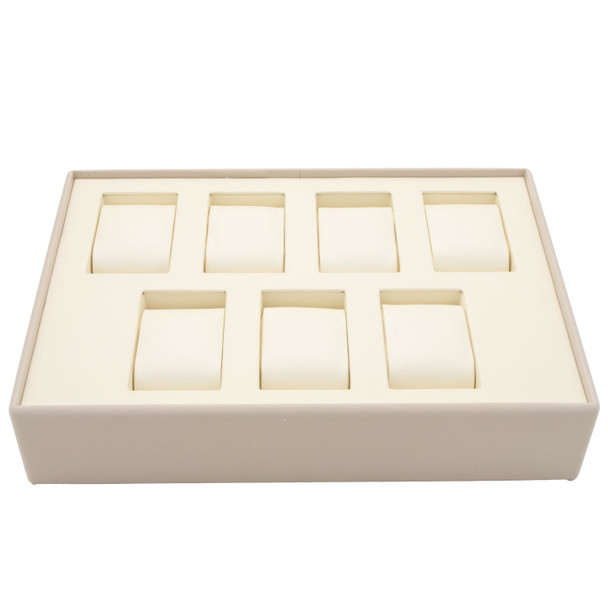 Luna Paradiso Faux Leather Watch Display Tray – 8 Slot Stackable Jewelry Showcase with Removable Cushions