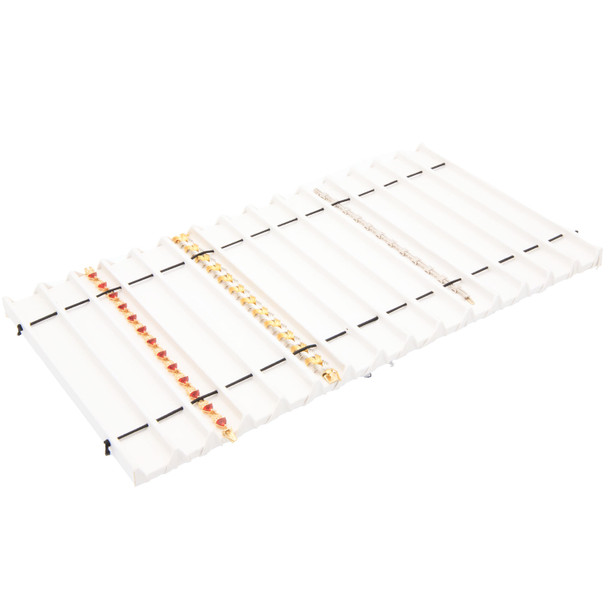 15-Slot Bracelet Display Pad Insert – White Faux Leather Jewelry Tray Insert for Tennis Bracelets, Pens & Vape Batteries